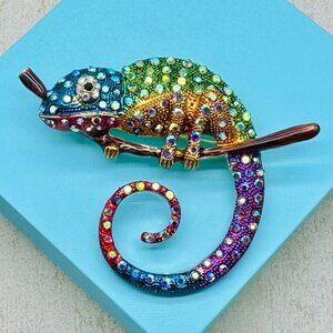 Brand New Large Chameleon Brooch Chameleon Pin Rhinestone Chameleon Pendant
